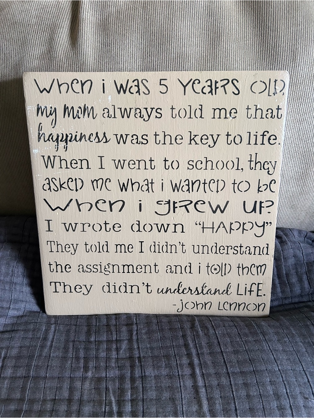 John Lennon Quote Wall Art - Beige & Black - Picture 1 of 3